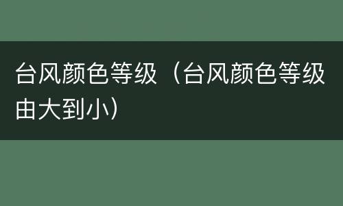 台风颜色等级（台风颜色等级由大到小）