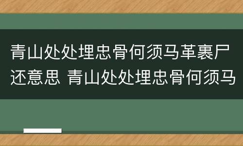 青山处处埋忠骨何须马革裹尸还意思 青山处处埋忠骨何须马革裹尸还意思简短