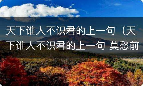 天下谁人不识君的上一句（天下谁人不识君的上一句 莫愁前路无知己什么意思）