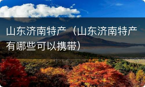 山东济南特产（山东济南特产有哪些可以携带）