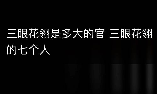 三眼花翎是多大的官 三眼花翎的七个人