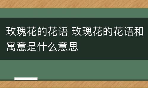 玫瑰花的花语 玫瑰花的花语和寓意是什么意思