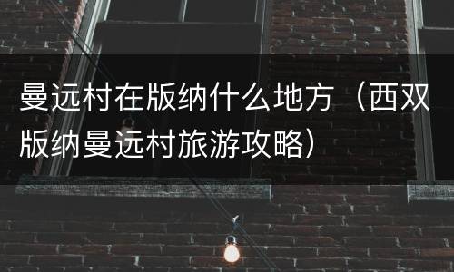 曼远村在版纳什么地方（西双版纳曼远村旅游攻略）