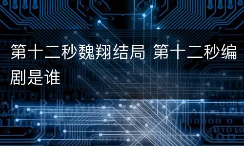 第十二秒魏翔结局 第十二秒编剧是谁