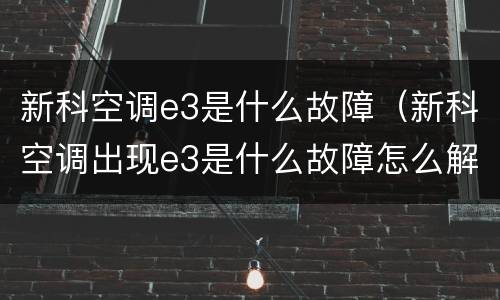 新科空调e3是什么故障（新科空调出现e3是什么故障怎么解决方法）