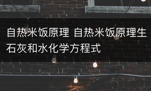 自热米饭原理 自热米饭原理生石灰和水化学方程式