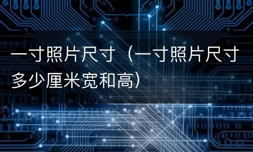 一寸照片尺寸（一寸照片尺寸多少厘米宽和高）