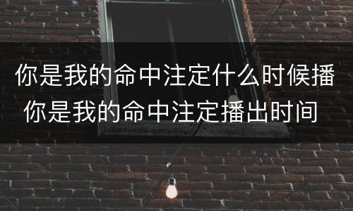 你是我的命中注定什么时候播 你是我的命中注定播出时间