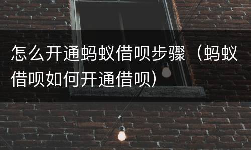 怎么开通蚂蚁借呗步骤（蚂蚁借呗如何开通借呗）