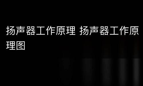 扬声器工作原理 扬声器工作原理图