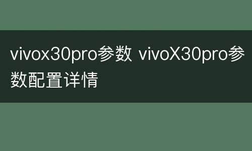 vivox30pro参数 vivoX30pro参数配置详情