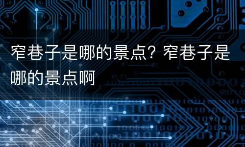 窄巷子是哪的景点? 窄巷子是哪的景点啊