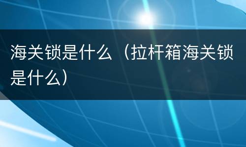 海关锁是什么（拉杆箱海关锁是什么）