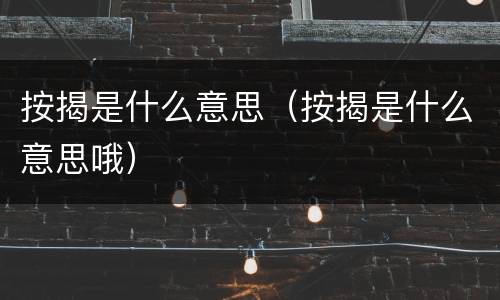 按揭是什么意思（按揭是什么意思哦）