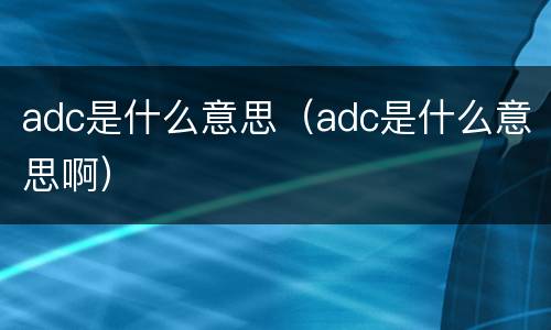 adc是什么意思（adc是什么意思啊）