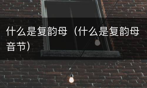 什么是复韵母（什么是复韵母音节）