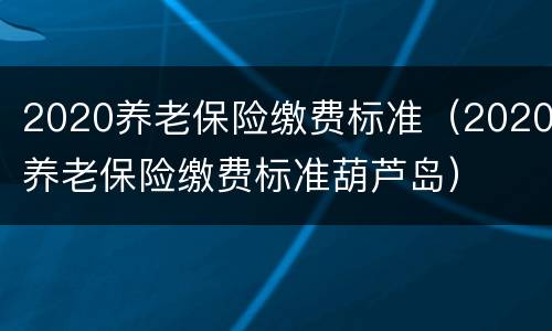 2020养老保险缴费标准（2020养老保险缴费标准葫芦岛）