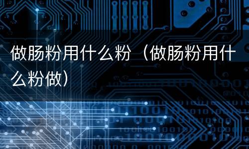 做肠粉用什么粉（做肠粉用什么粉做）