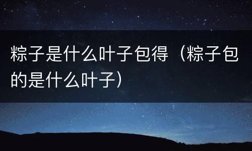 粽子是什么叶子包得（粽子包的是什么叶子）