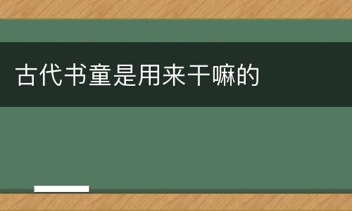古代书童是用来干嘛的