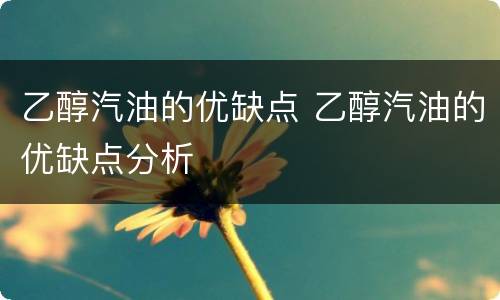 乙醇汽油的优缺点 乙醇汽油的优缺点分析
