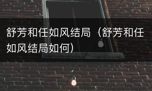 舒芳和任如风结局（舒芳和任如风结局如何）