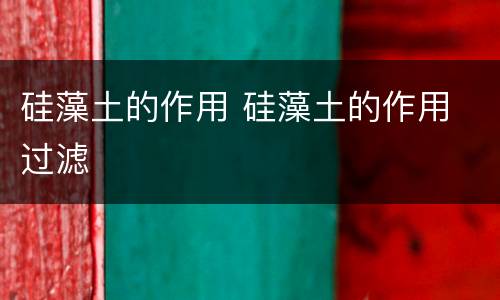 硅藻土的作用 硅藻土的作用 过滤