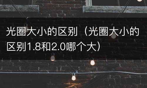 光圈大小的区别（光圈大小的区别1.8和2.0哪个大）