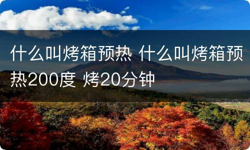 什么叫烤箱预热 什么叫烤箱预热200度 烤20分钟