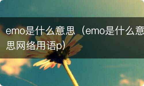 emo是什么意思（emo是什么意思网络用语p）