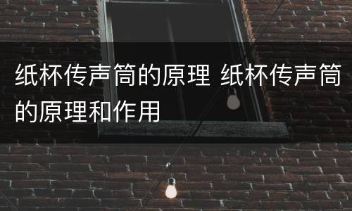 纸杯传声筒的原理 纸杯传声筒的原理和作用