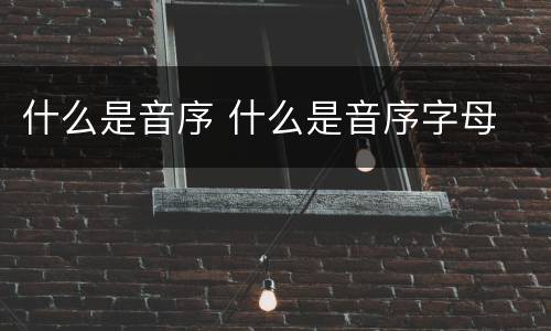 什么是音序 什么是音序字母