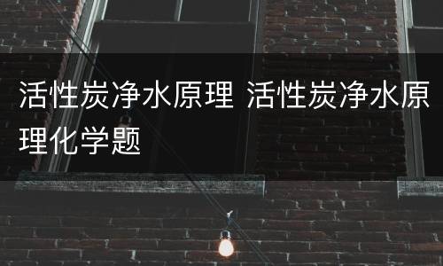 活性炭净水原理 活性炭净水原理化学题