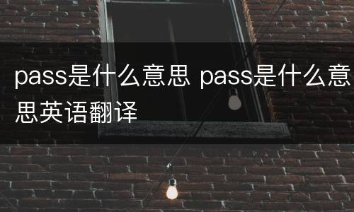 pass是什么意思 pass是什么意思英语翻译