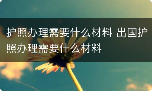 护照办理需要什么材料 出国护照办理需要什么材料