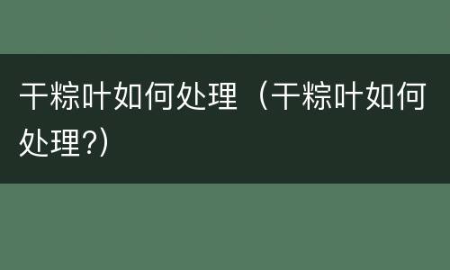 干粽叶如何处理（干粽叶如何处理?）