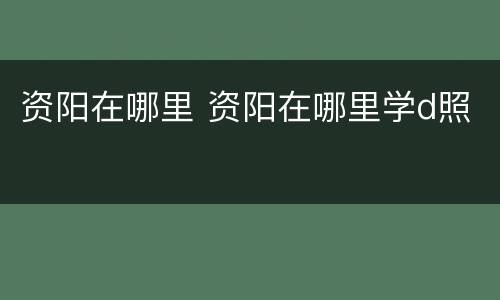资阳在哪里 资阳在哪里学d照
