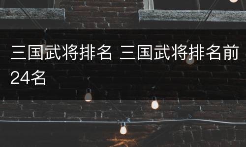 三国武将排名 三国武将排名前24名