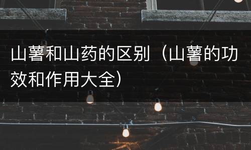 山薯和山药的区别（山薯的功效和作用大全）