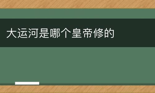 大运河是哪个皇帝修的