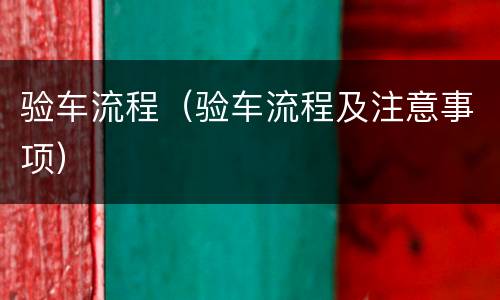 验车流程（验车流程及注意事项）