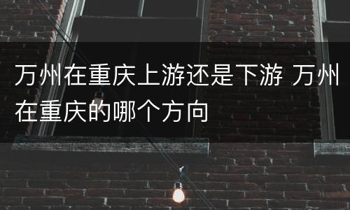 万州在重庆上游还是下游 万州在重庆的哪个方向