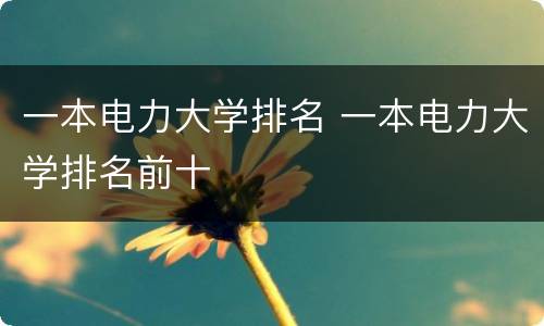 一本电力大学排名 一本电力大学排名前十