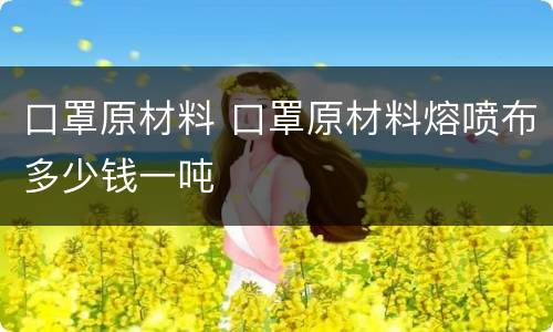 口罩原材料 口罩原材料熔喷布多少钱一吨