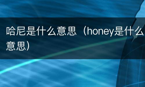 哈尼是什么意思（honey是什么意思）