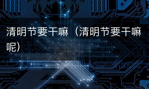 清明节要干嘛（清明节要干嘛呢）