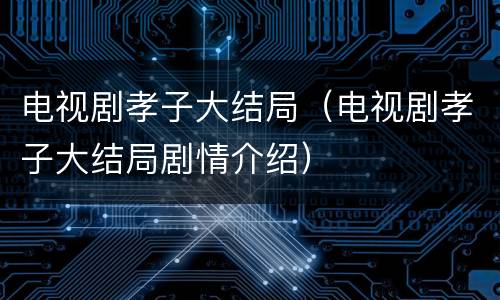 电视剧孝子大结局（电视剧孝子大结局剧情介绍）