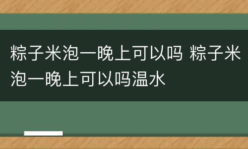 粽子米泡一晚上可以吗 粽子米泡一晚上可以吗温水