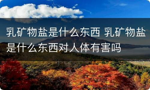 乳矿物盐是什么东西 乳矿物盐是什么东西对人体有害吗