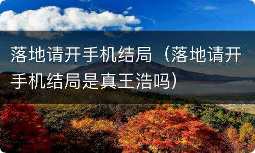 落地请开手机结局（落地请开手机结局是真王浩吗）